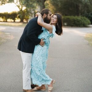 Elegant Blue Lace Maxi Dress